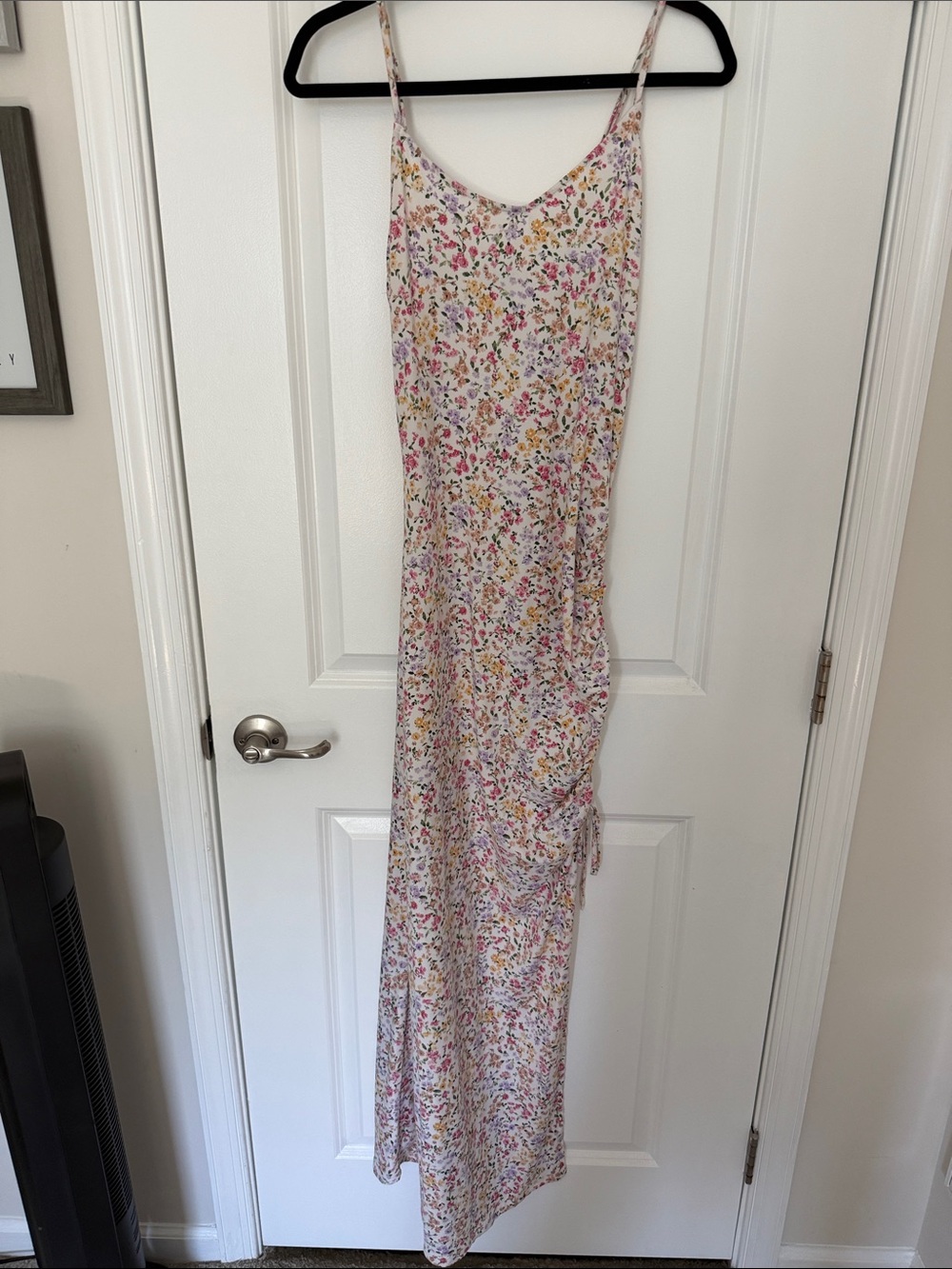 Floral Slip Maxi Dress in Cream with Pink & Yellow Accents